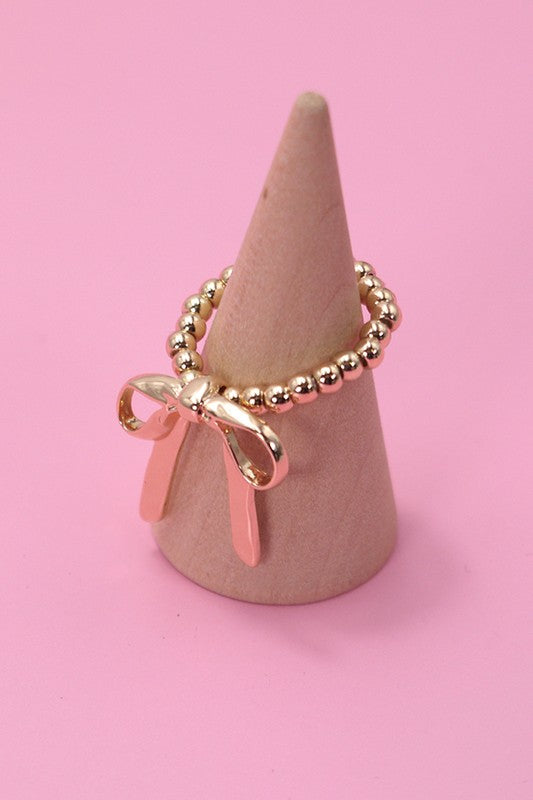 Gold Bow Stretchable Ring