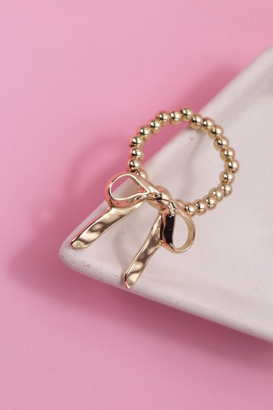 Gold Bow Stretchable Ring