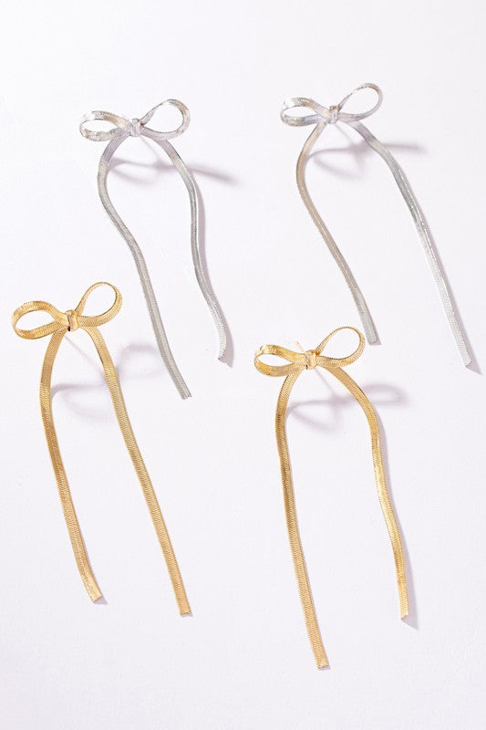 Long Drop Bow Earrings