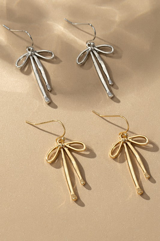 Brass Drop Bow Earrings