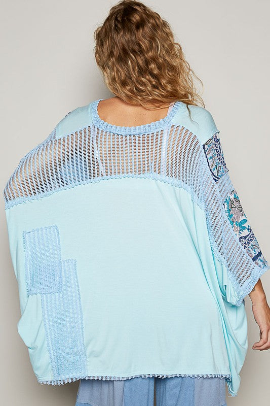 V-neck Contrast Print Top