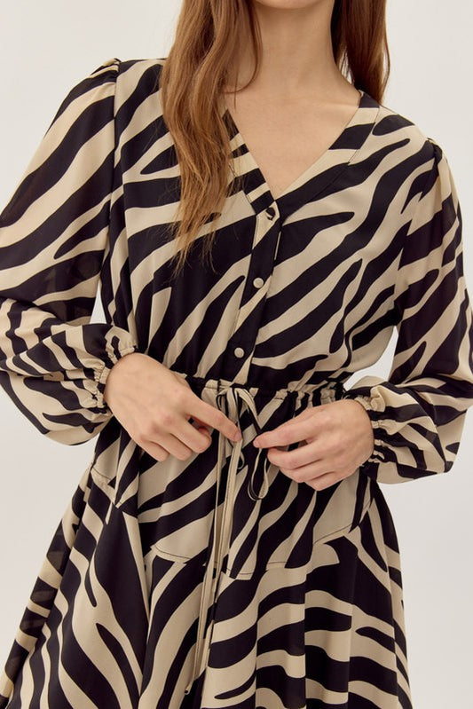 Zebra Drawstring Dress