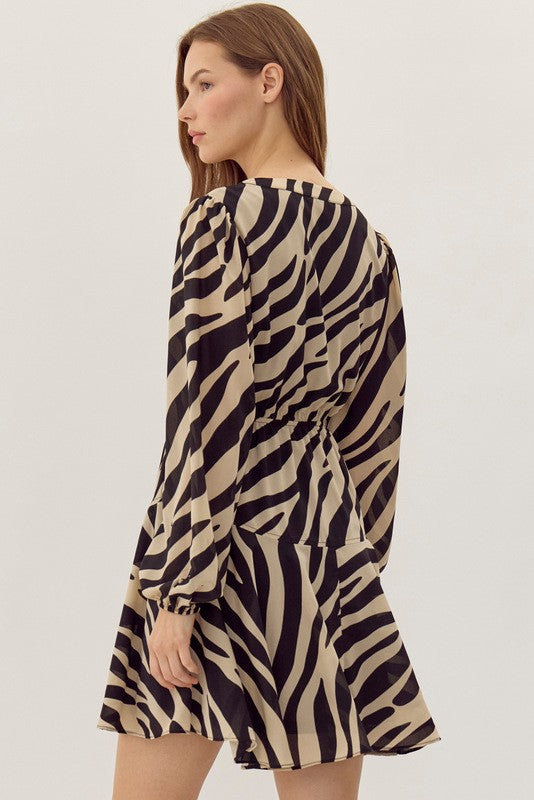 Zebra Drawstring Dress