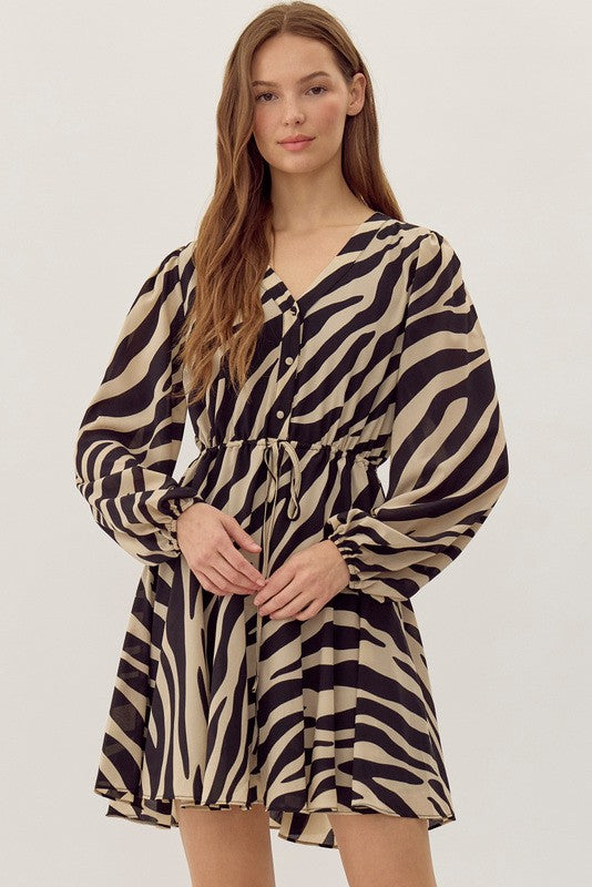 Zebra Drawstring Dress