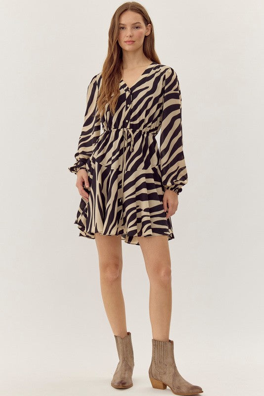 Zebra Drawstring Dress