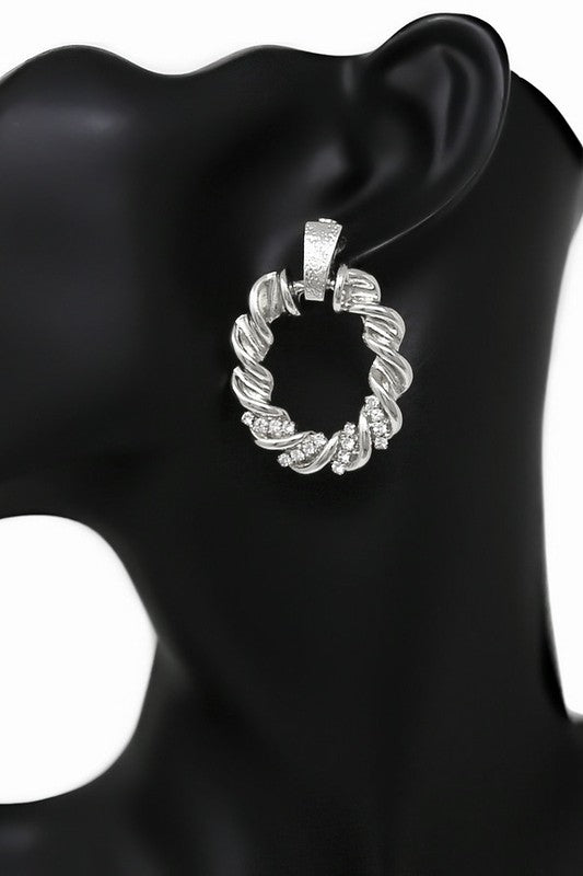 Twisted Drop Hoop Earring