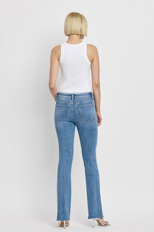 MID RISE SEAMLESS WAISTBAND BOOTCUT JEANS