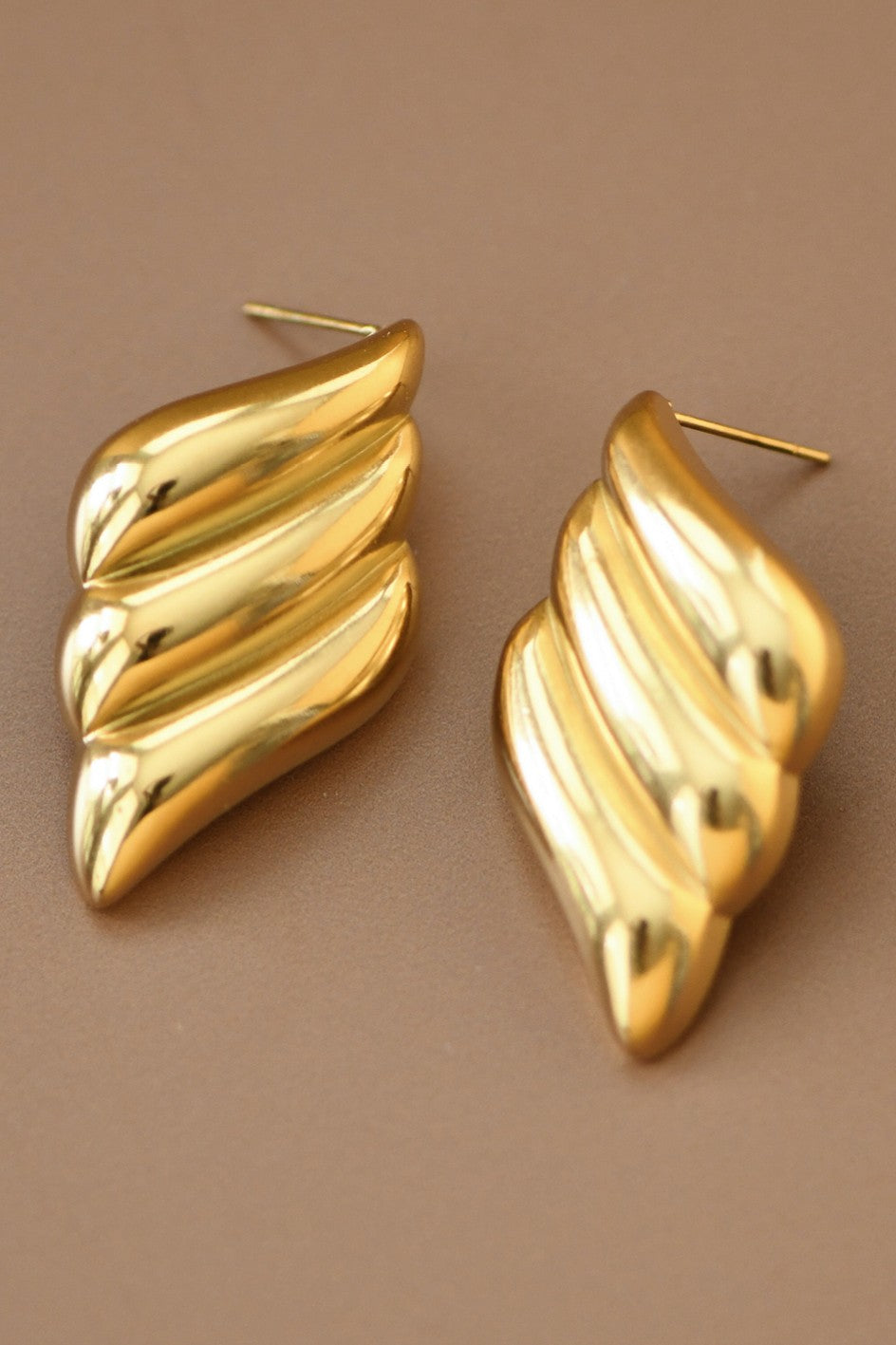 Gold Feathered Earring