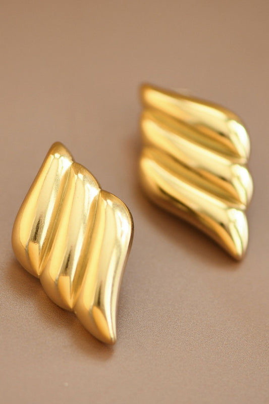 Gold Feathered Earring