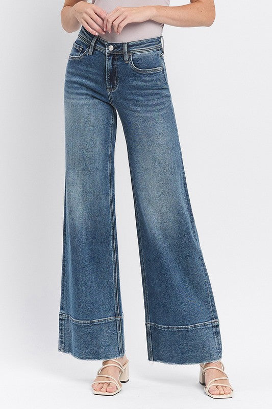 HIGH RISE A LINE WIDE LEG JEANS