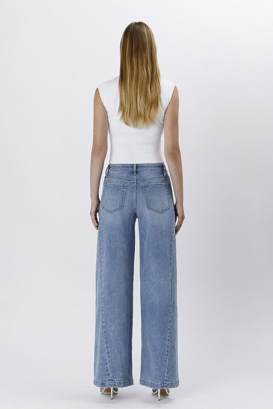 HIGH RISE SEAM DETAIL PALAZZO JEANS