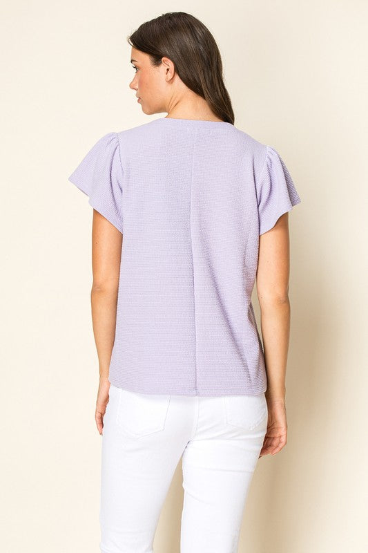 Lavender Ruffle Sleeve Top