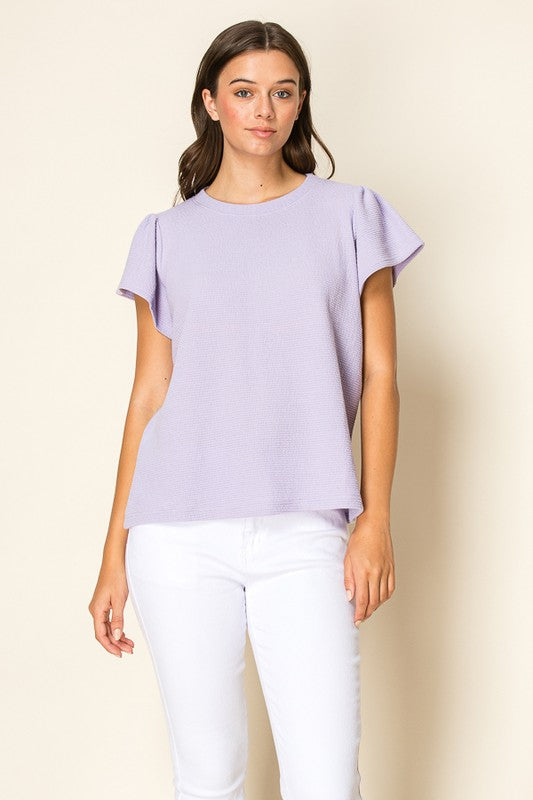 Lavender Ruffle Sleeve Top