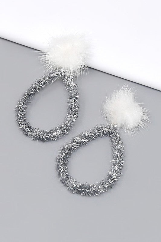 Pom Pom Tinsel Earring