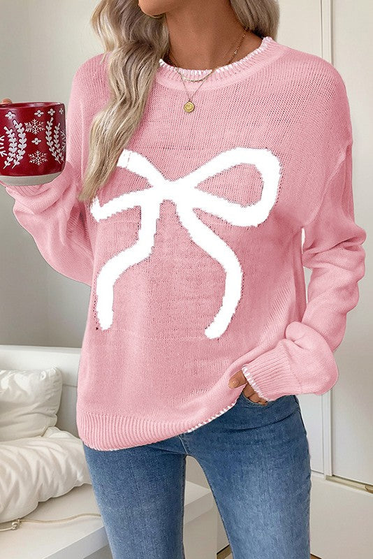 Bow Sweater in Pink