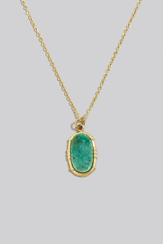 Oval Stone Pendant Necklace