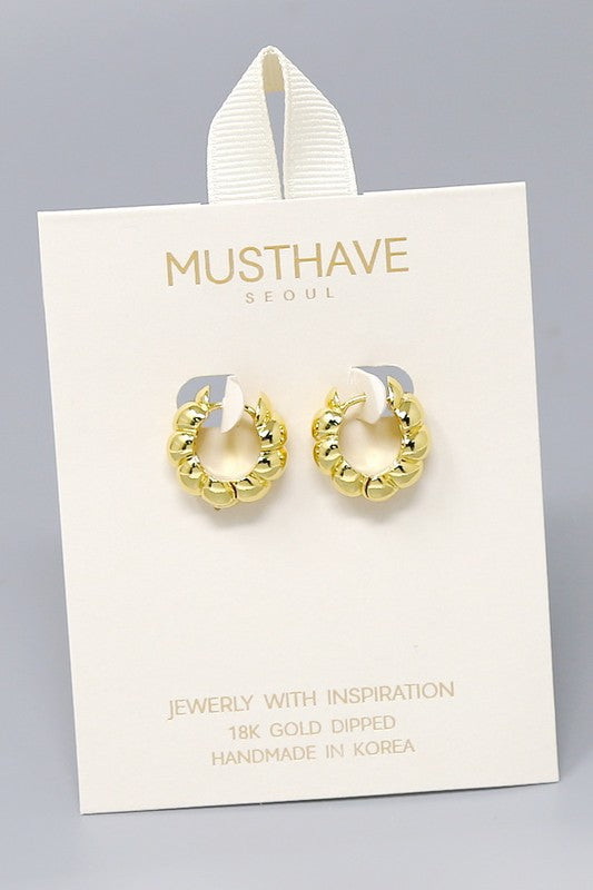 Scalloped Gold Dipped Hoops