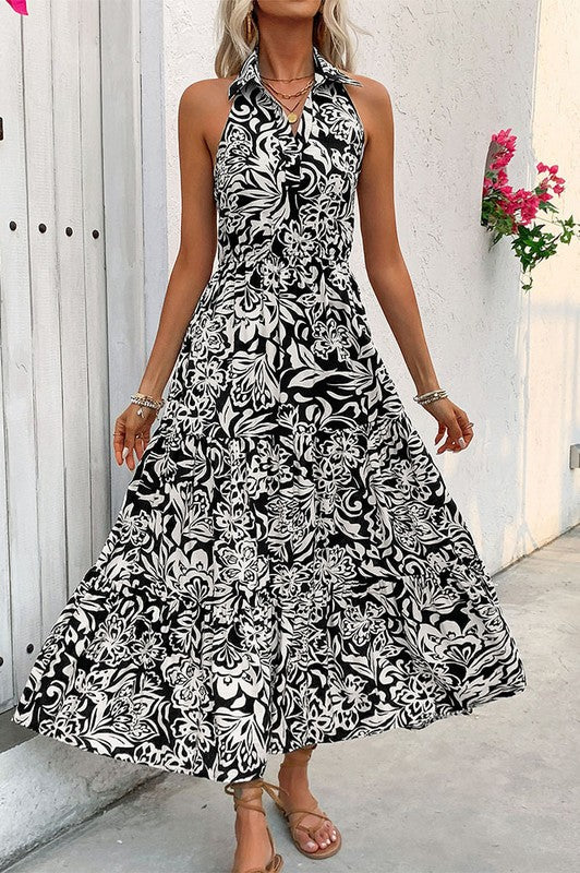 Black and White Floral Maxi