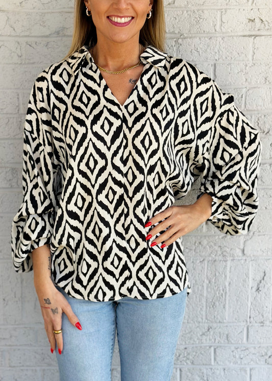 Black And White Printed Top