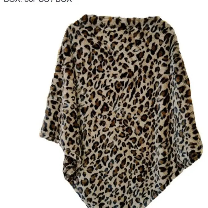 Faux Fur Leopard Poncho