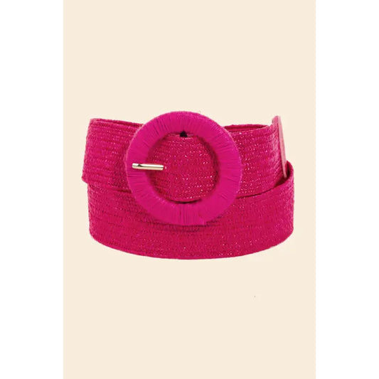 Round Buckle Braided Belt in Pink