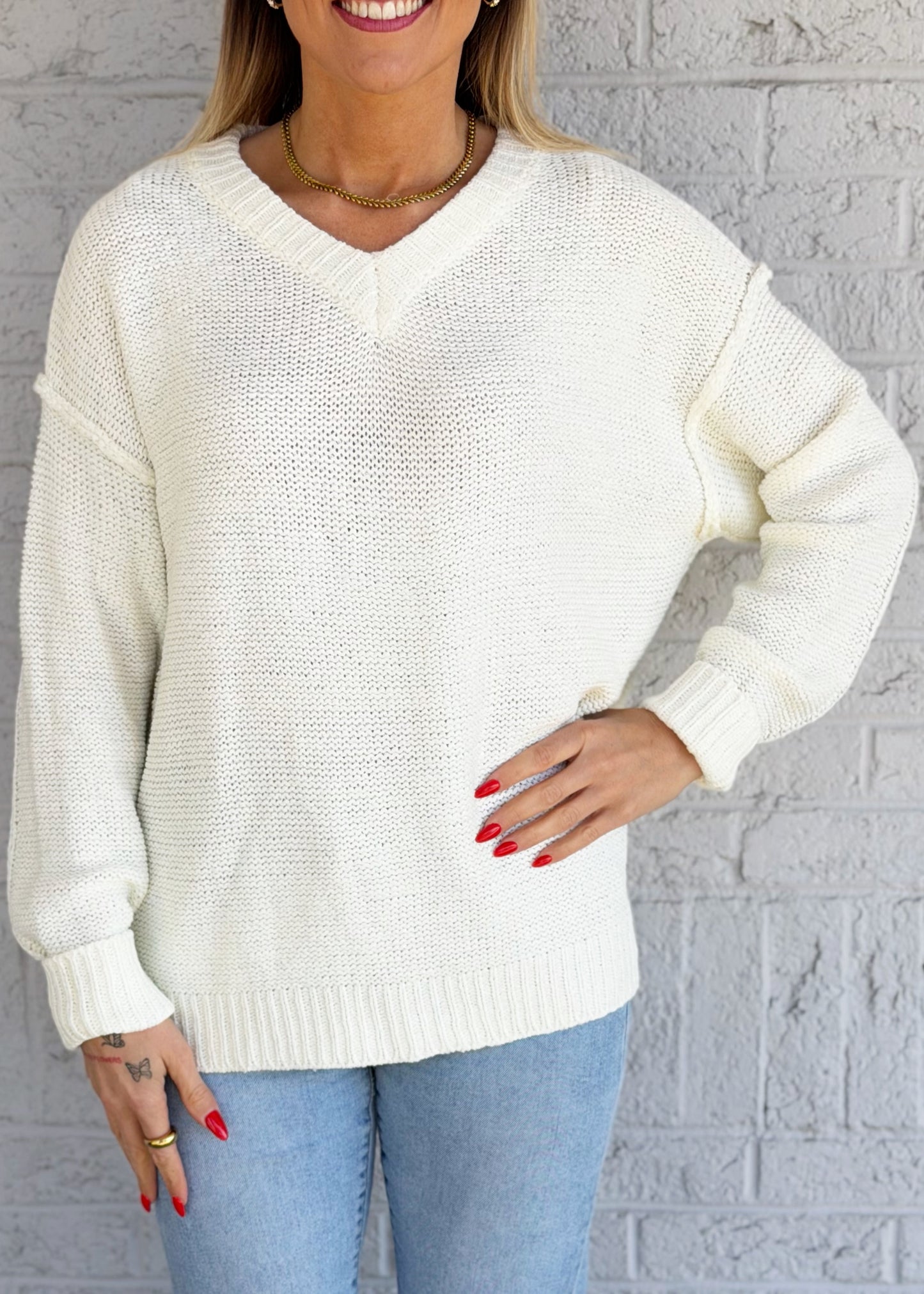 Off White Edge Detail Sweater