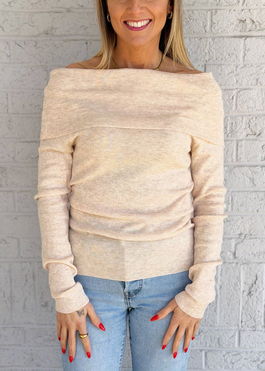 Tan Off The Shoulder Top