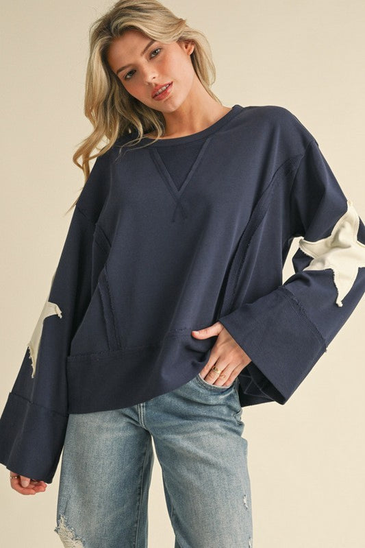 Star Patch Sleeve Top