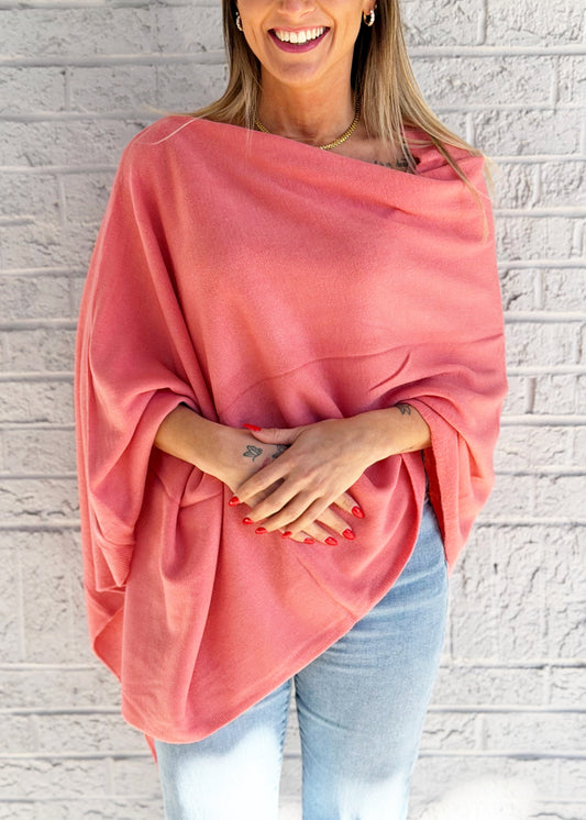 Light Coral Lightweight Poncho
