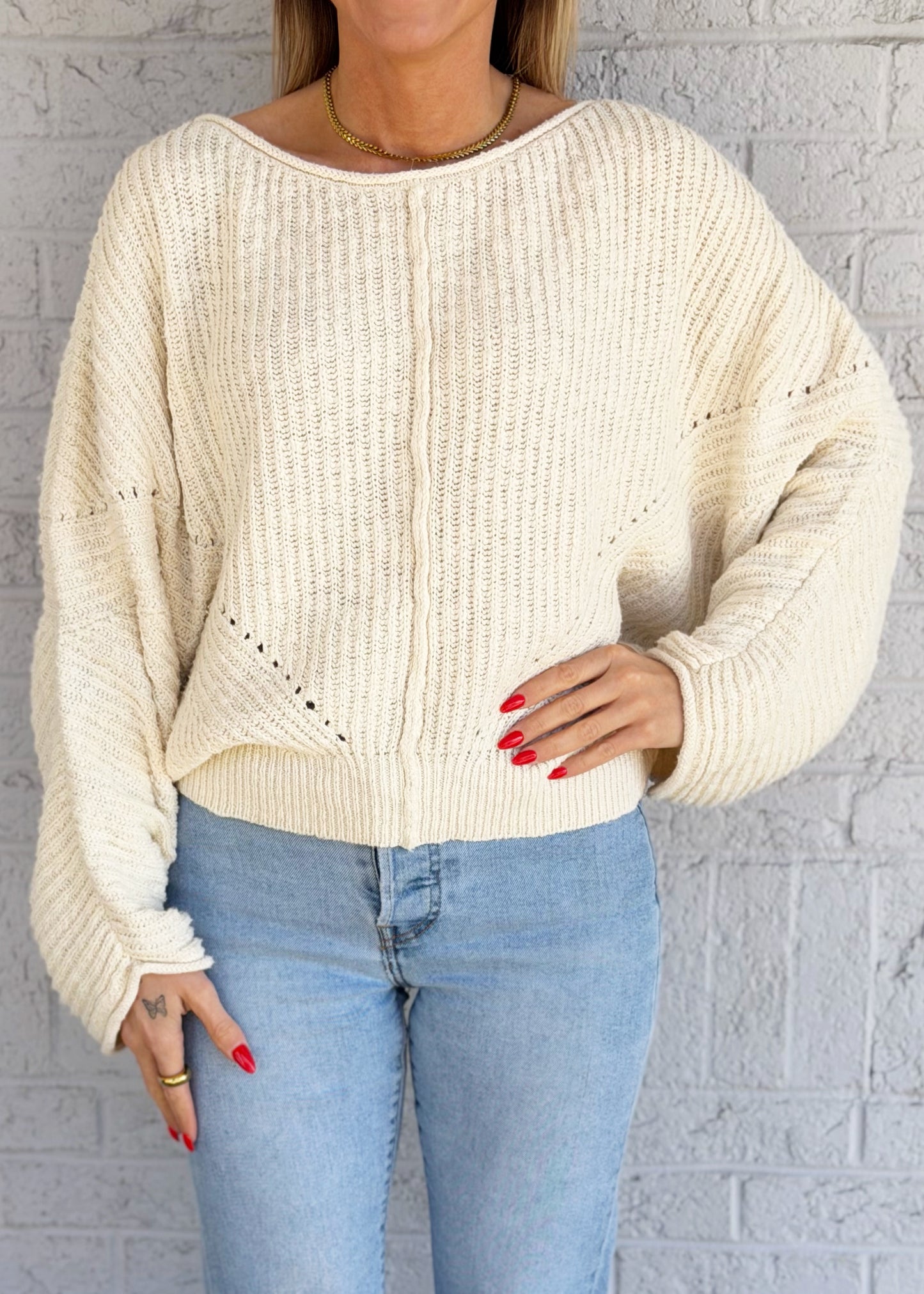 Boat Neck Knitted Sweater