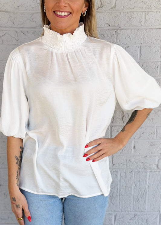 White High Neck Top