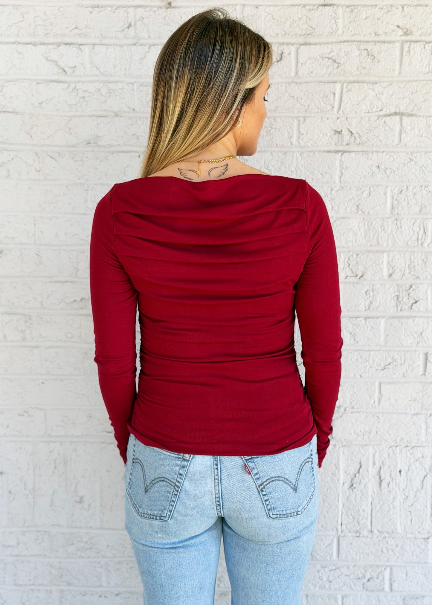 Off Shoulder Wine Top