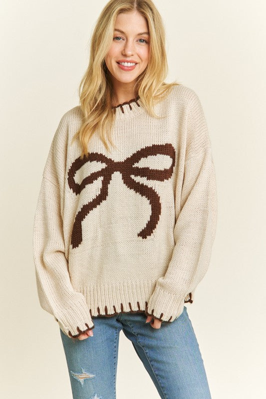 Tan Bow Sweater