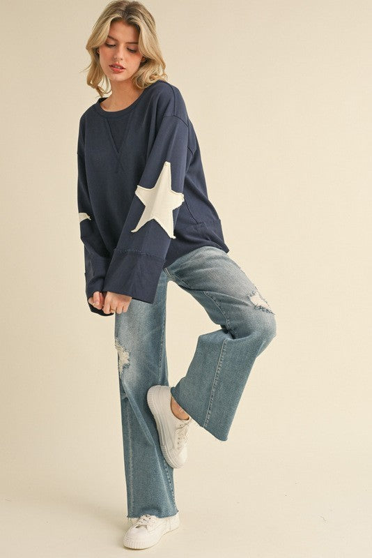 Star Patch Sleeve Top