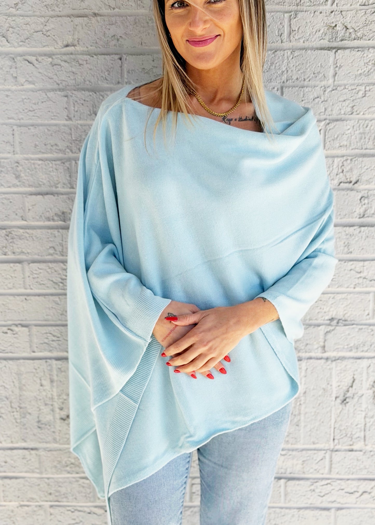 Powder Blue Lightweight Poncho