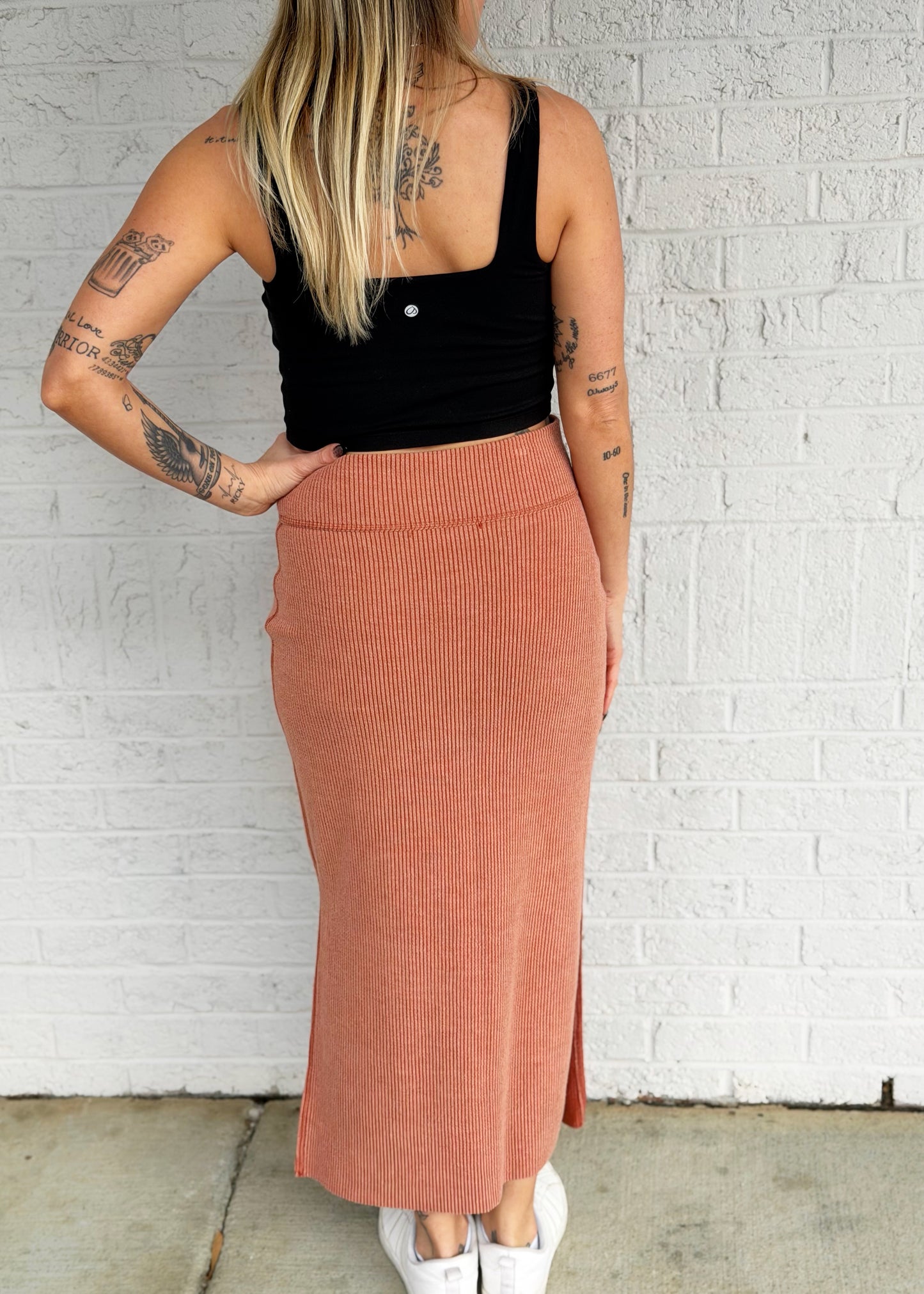 Persimmon Side Slit Skirt