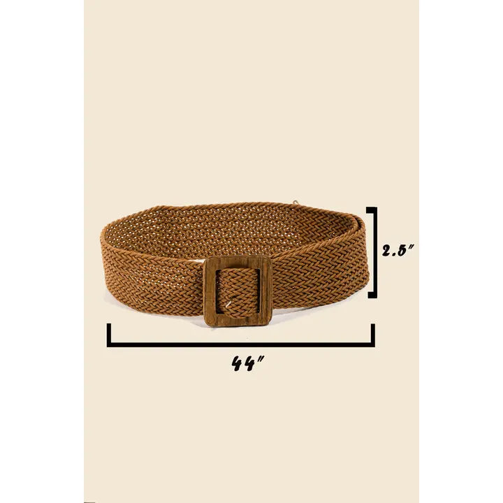 Wooden Square Buckle Braided Belt