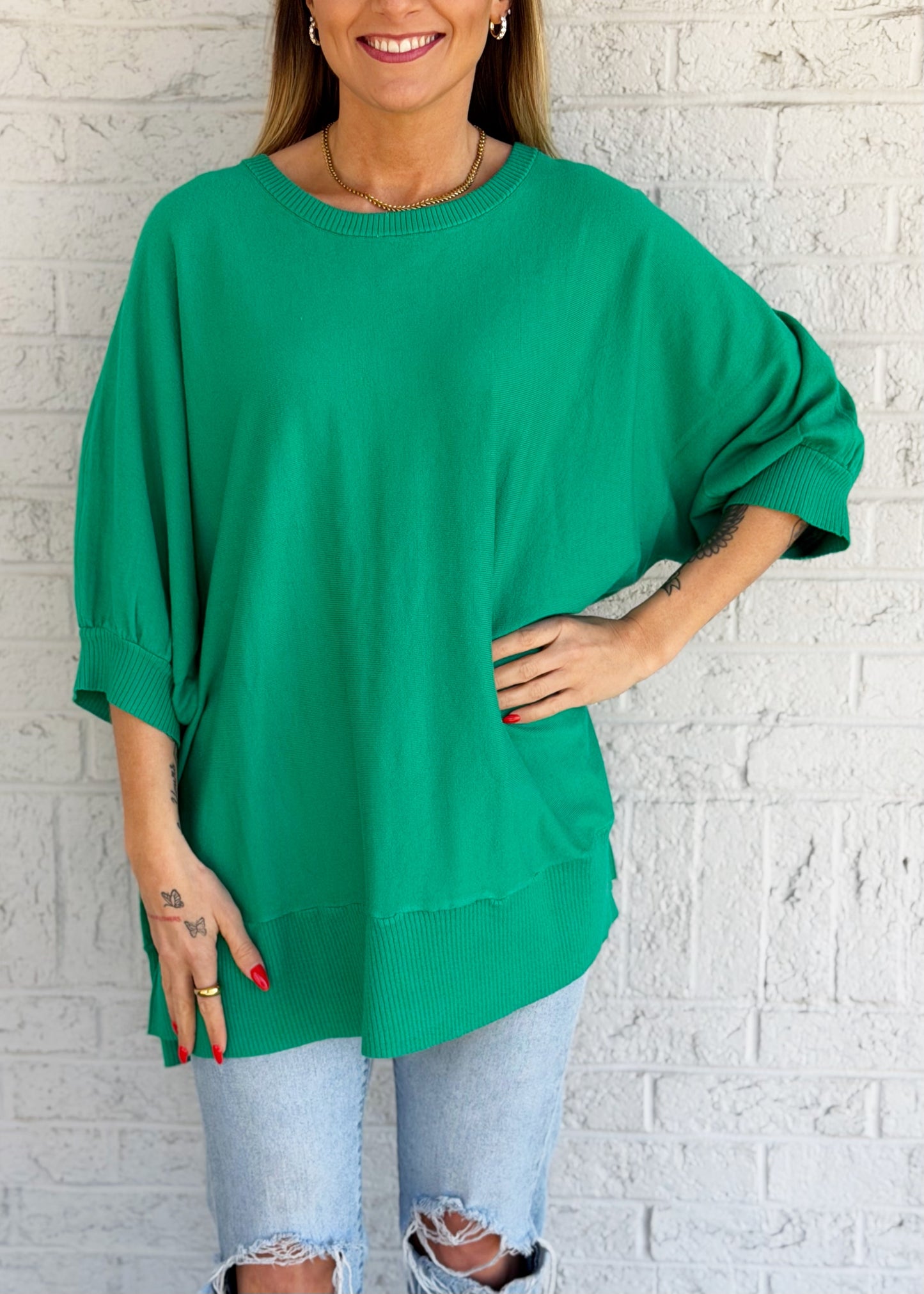 Kelly Green Relaxed Fit Top