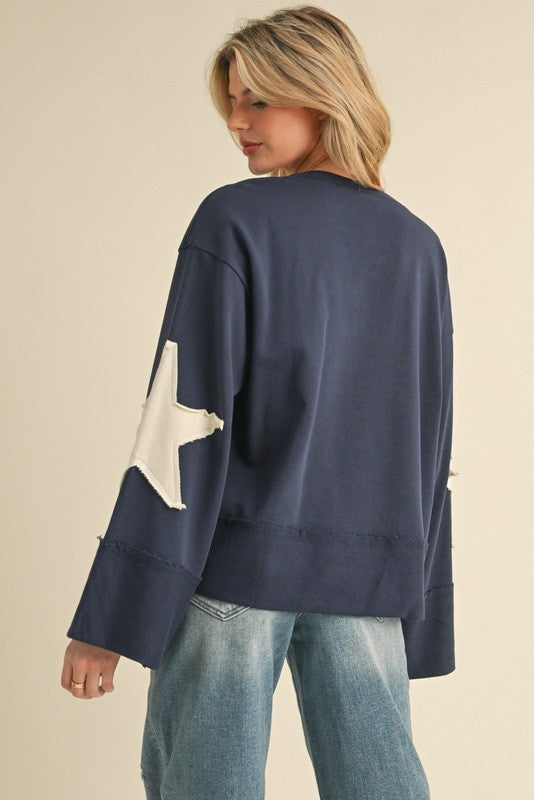 Star Patch Sleeve Top