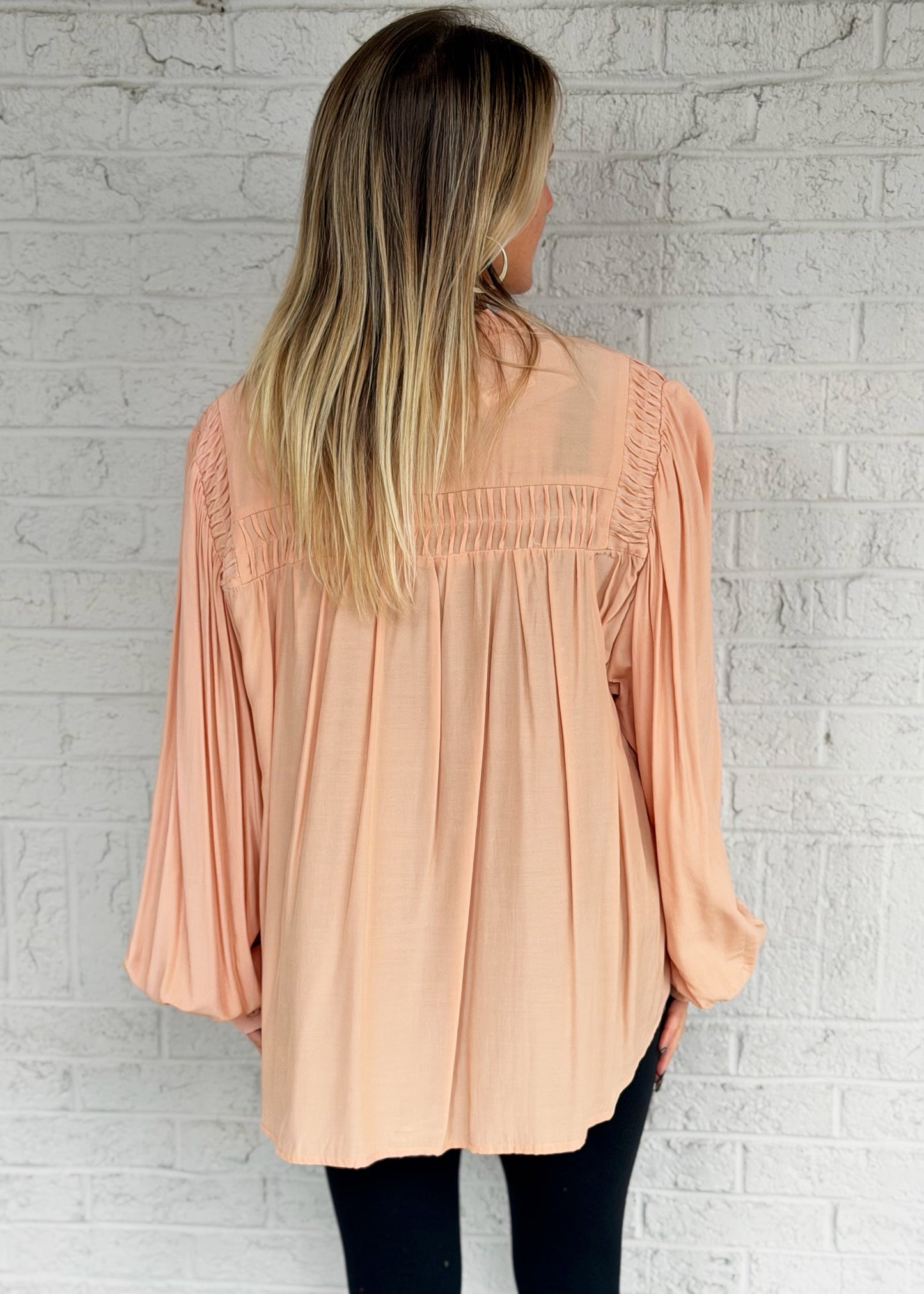 Peach Ruffle Blouse