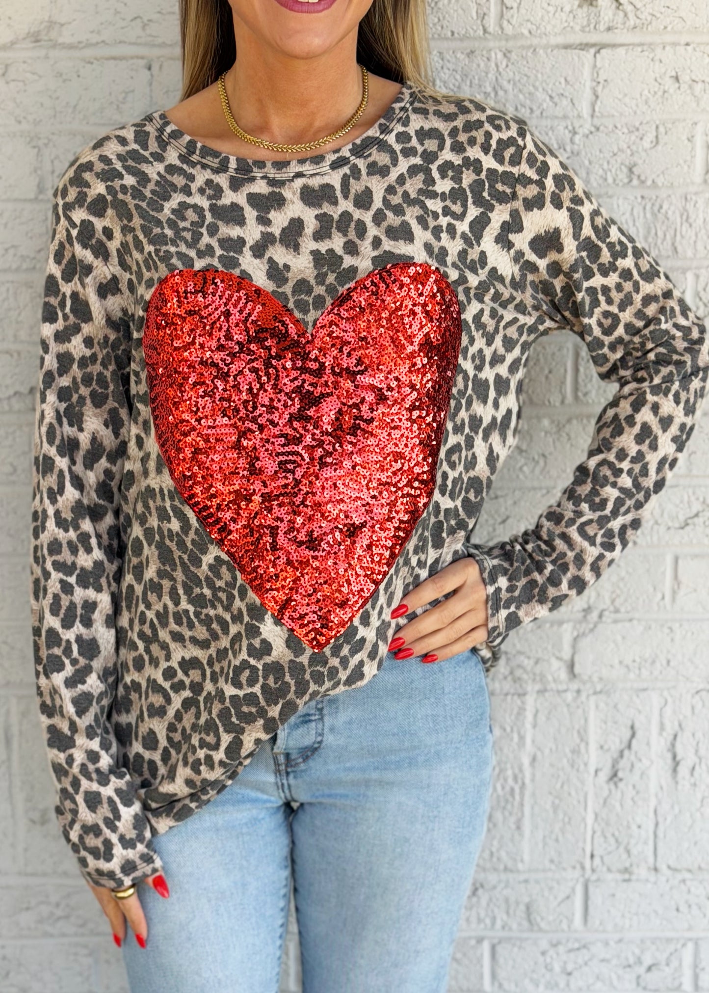 Valentines Cheetah Heart Top
