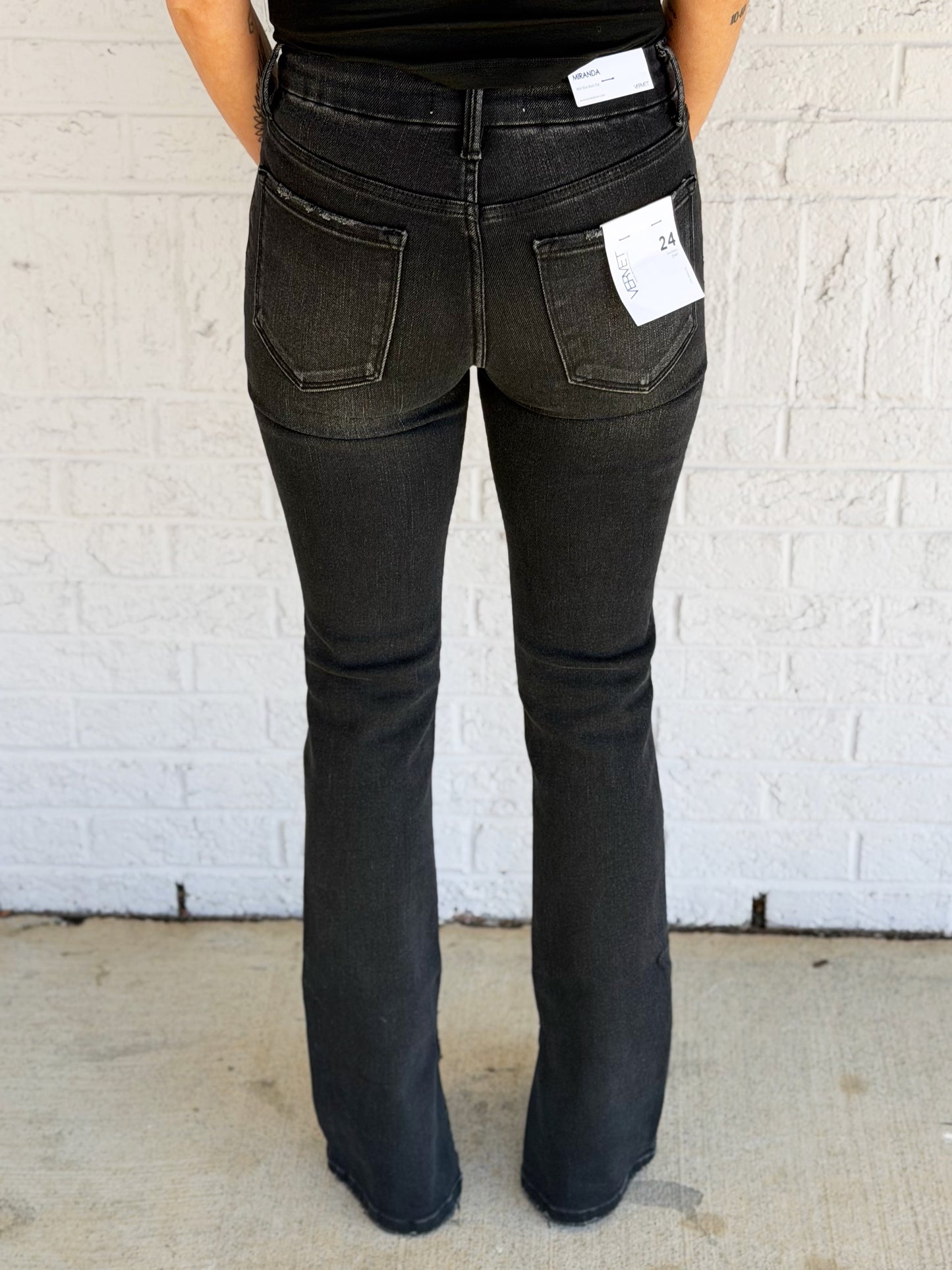 Mid-Rise Boot Cut Black Slit Bottom Jeans