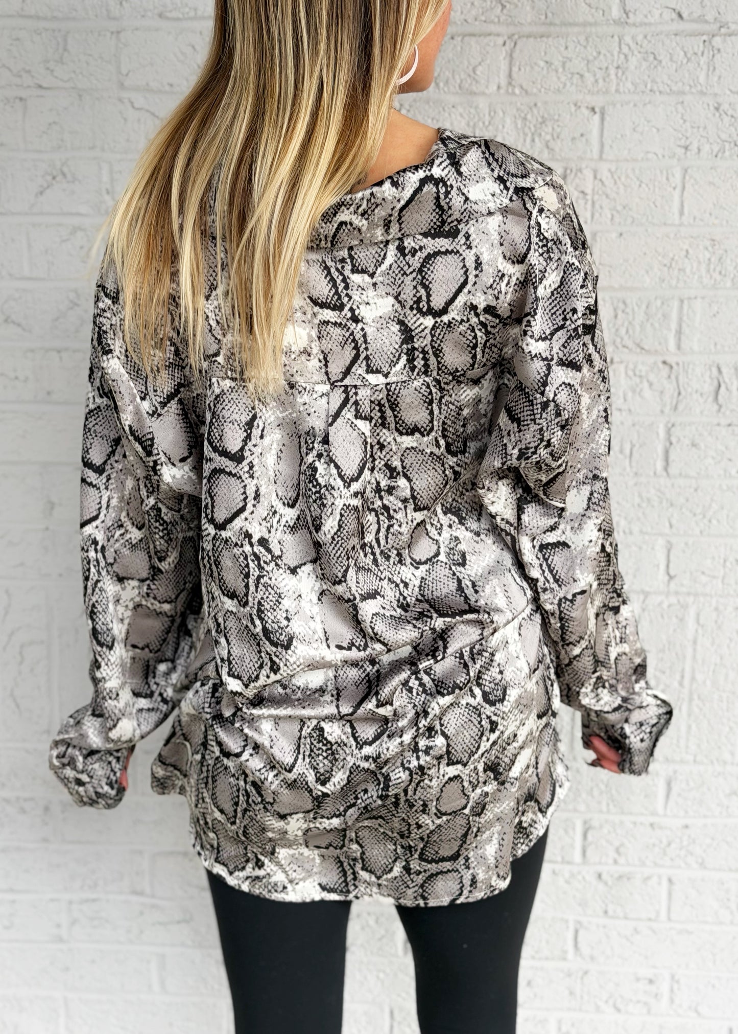 Snake Print Button Down Top
