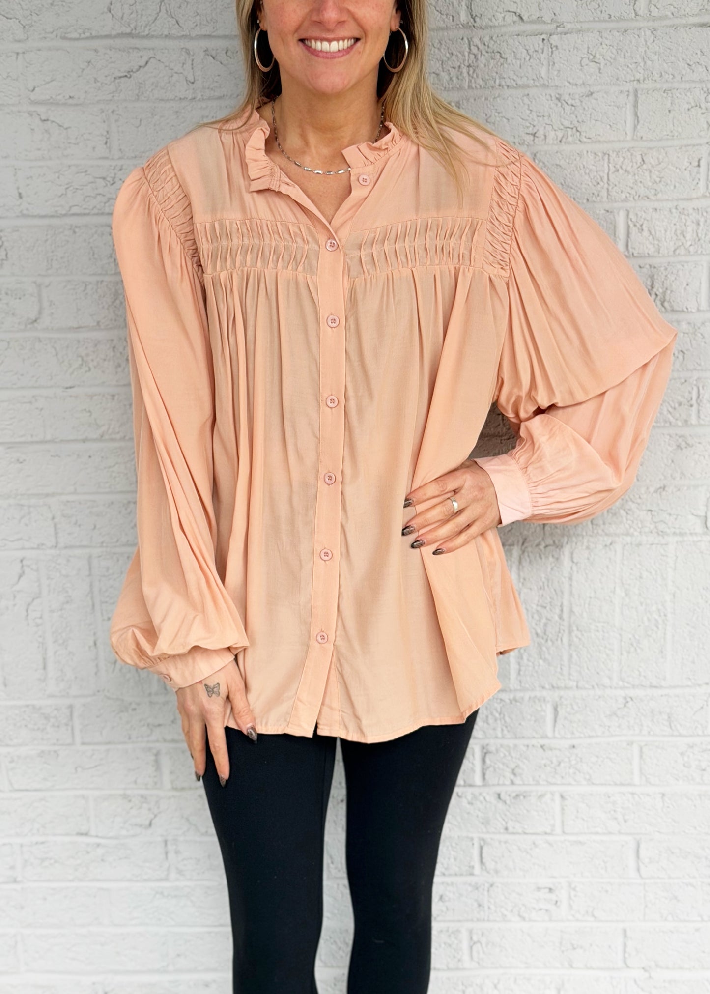 Peach Ruffle Blouse