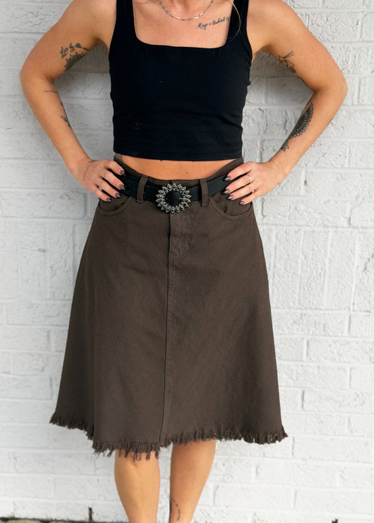 Brown Skirt with Belt