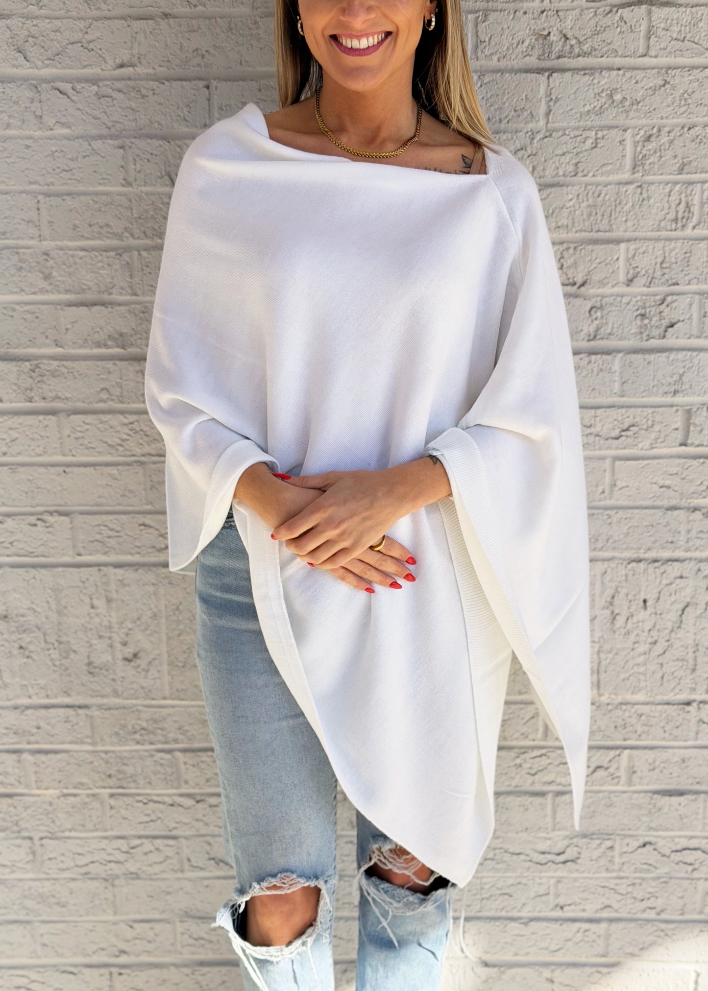 White Lightweight Poncho