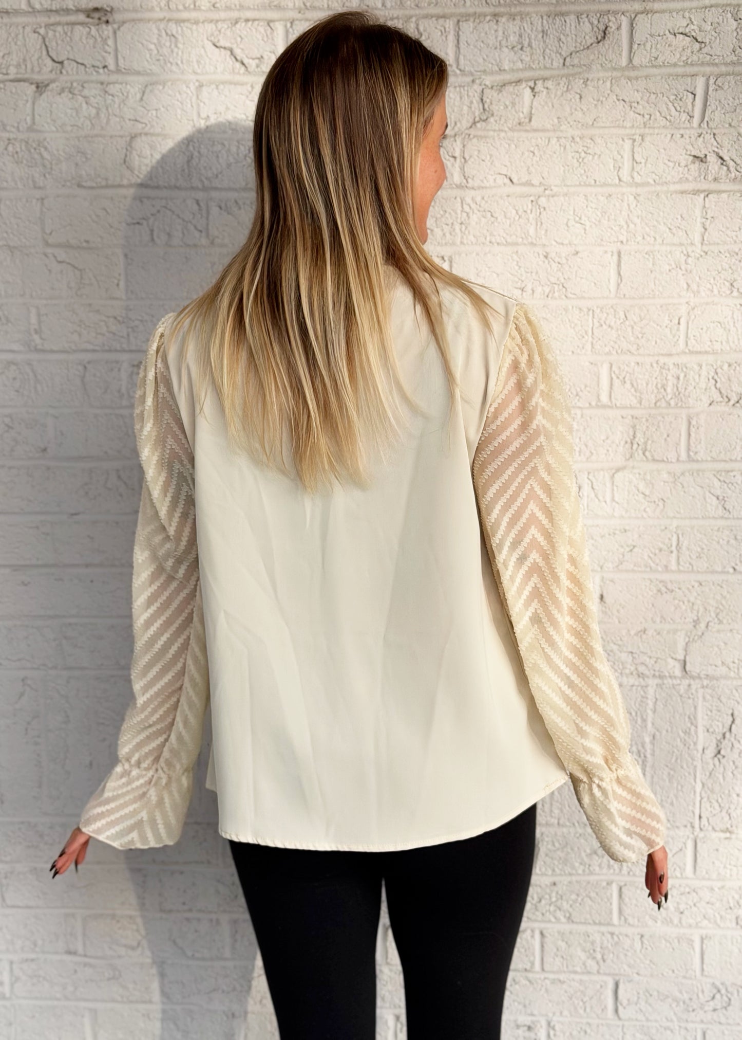 High Neck Printed Sleeve Top