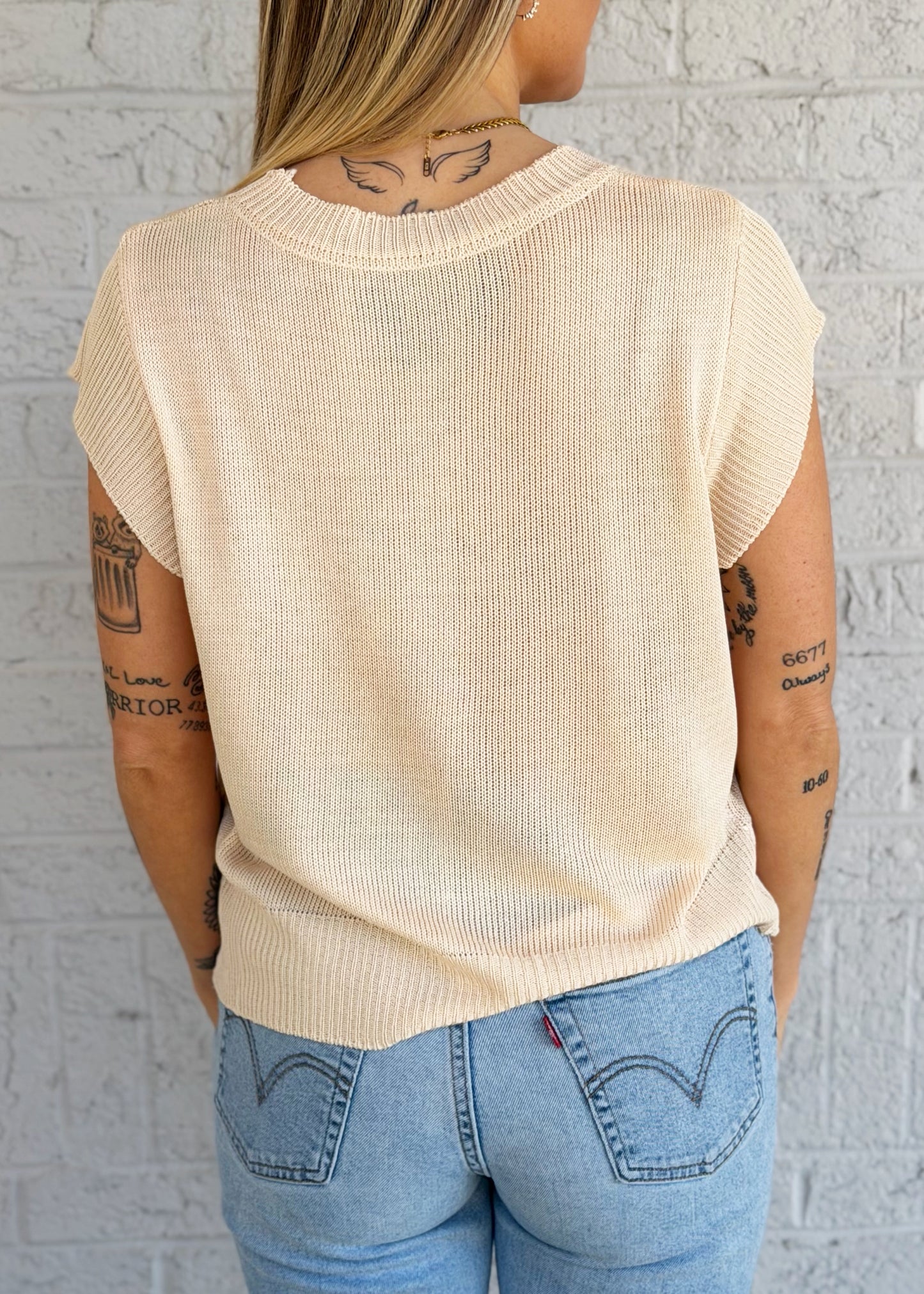 Apricot Knit Short Sleeve T-Shirt