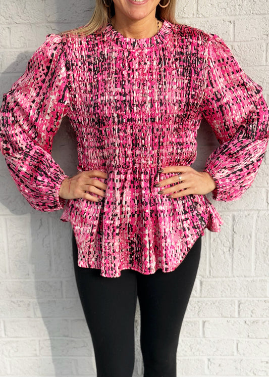 Fuchsia Printed Top