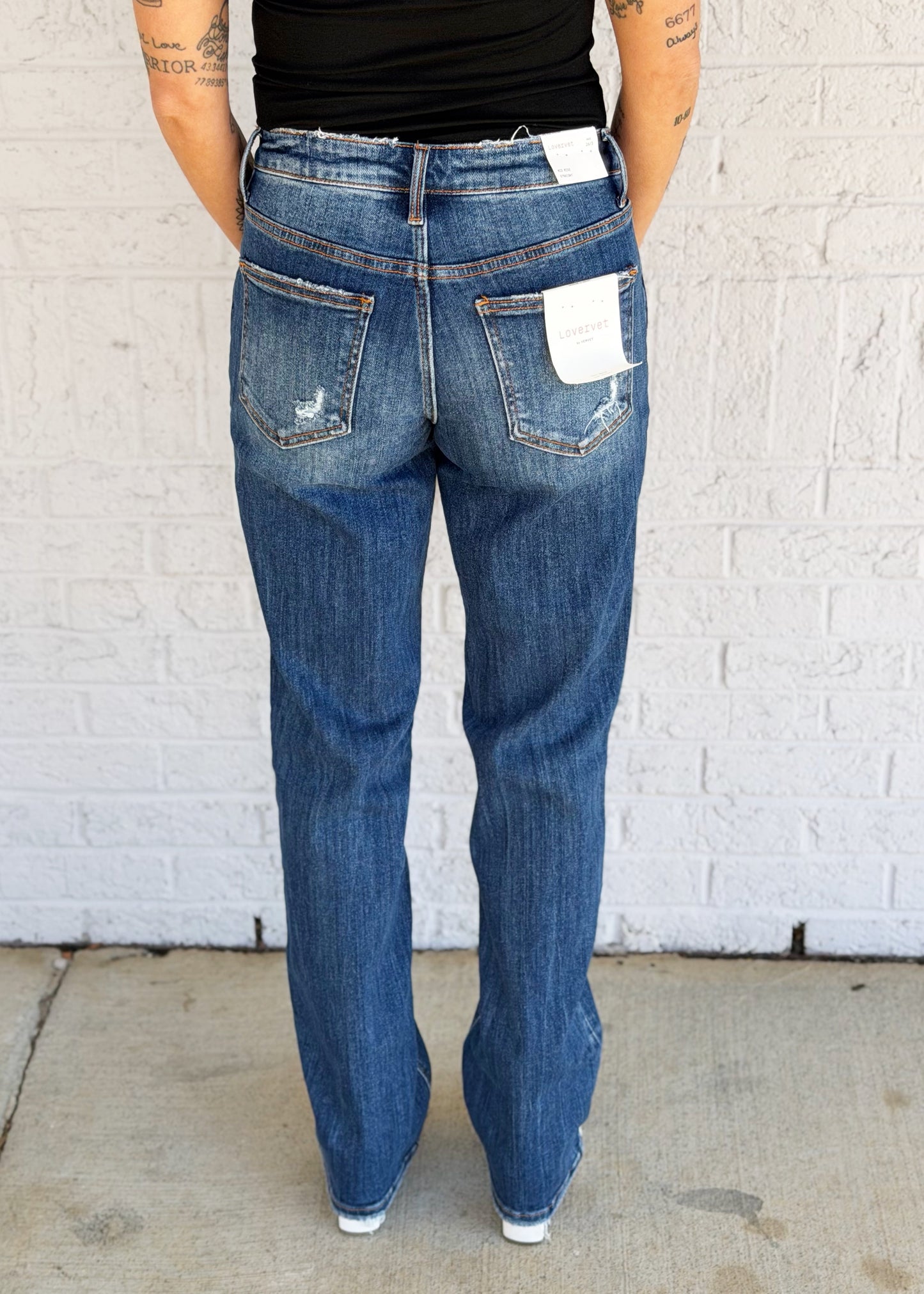 Mid Rise Straight Jeans